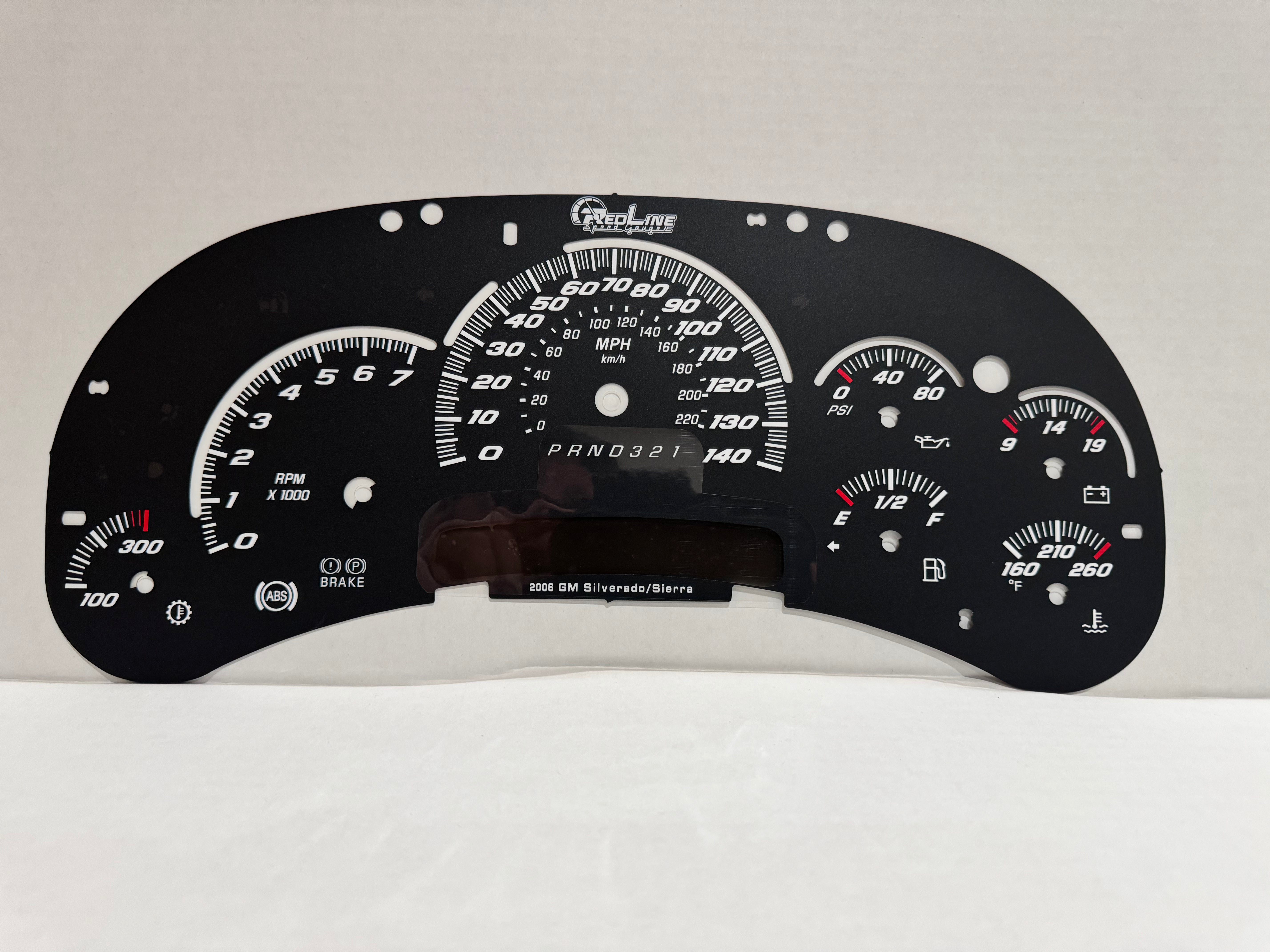 Red Line Rpm Guage 2006-07 Classic 140 MPH 7K RPM GM-SILVERADO/SIERRA LED READY OVERLAY ...